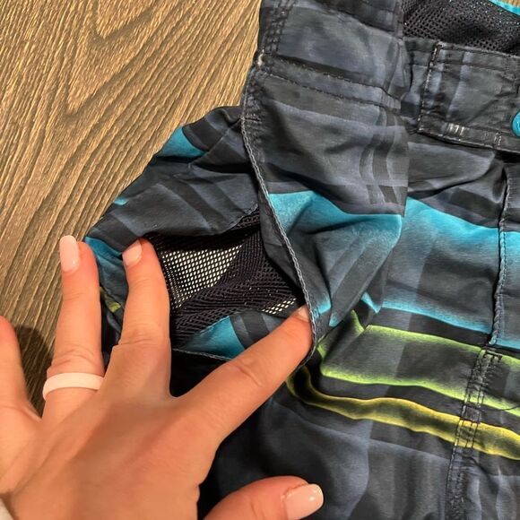 Speedo Board Shorts Plaid Hawaiian Swim Trunks Mesh Liner Multicolor Size Small - Picture 3 of 8